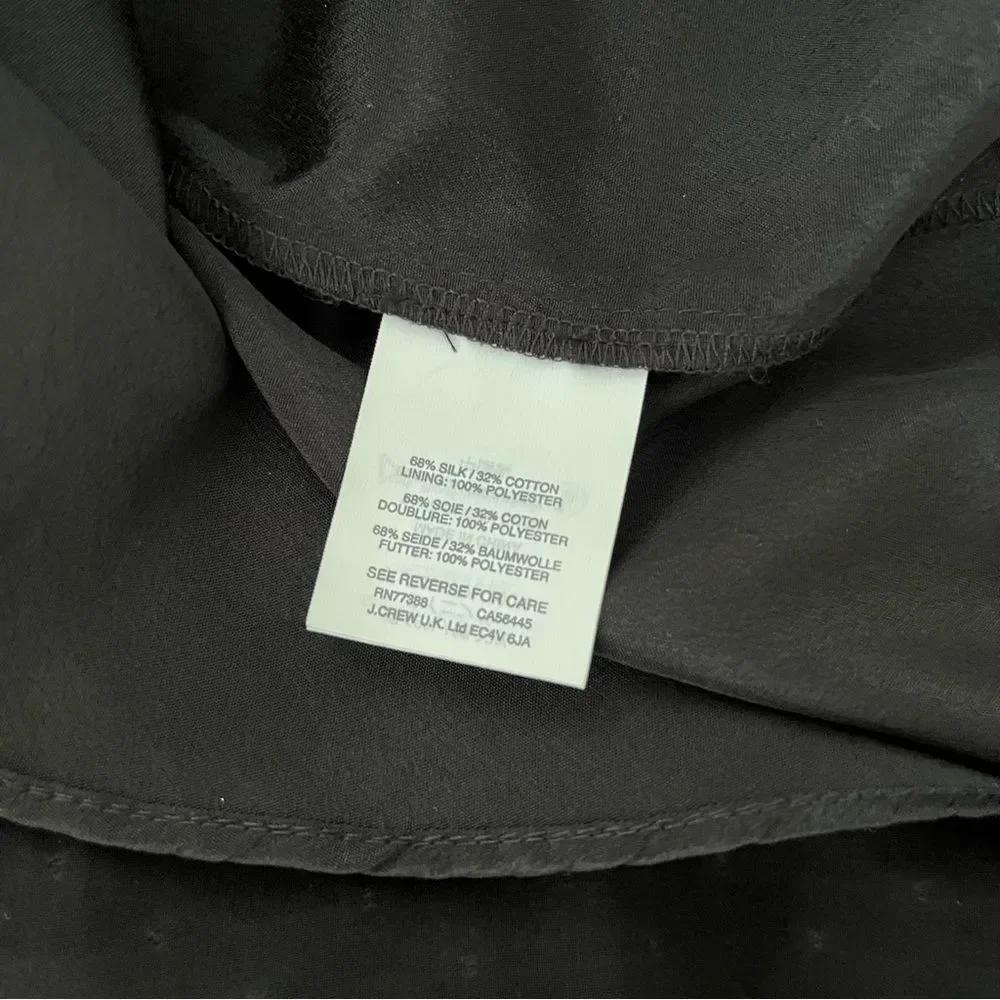 NWT Petite J.Crew Black Clip Dot Flutter Sleeve Silk Dress Size 00P
